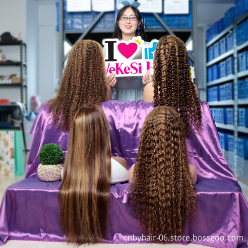 Bone Straight Human Hair Pre Pluck Lace Wig, P4/27 Raw Indian Cuticle Aligned Hair Lace Frontal Wig Human Hair Lace Front